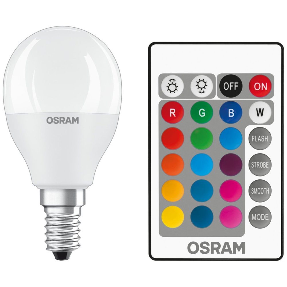 LED žiarovka E14 P45 5,5W = 40W 470lm RGBW 200° OSRAM Star + Pilot
