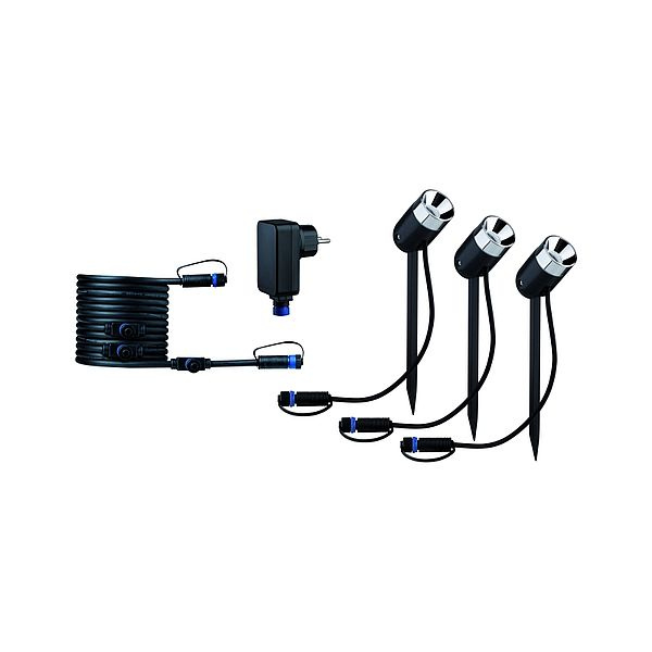 PIKE Plug & Shine LED svietidlo základná sada 3x3,5W 24V 3000K IP67 antracit Paulmann