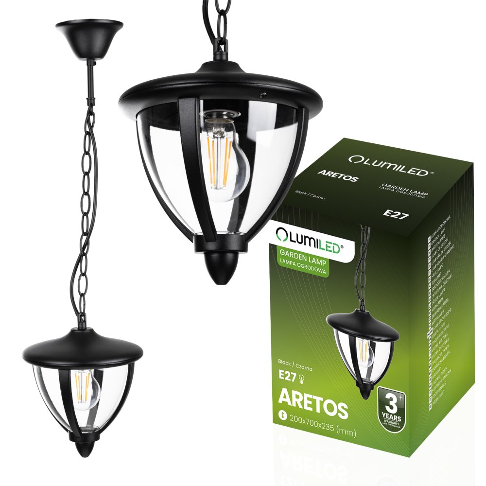 Záhradné závesné svietidlo E27 LED ARETOS LUMILED Záhradné závesné svietidlo E27 LED ARETOS LUMILED