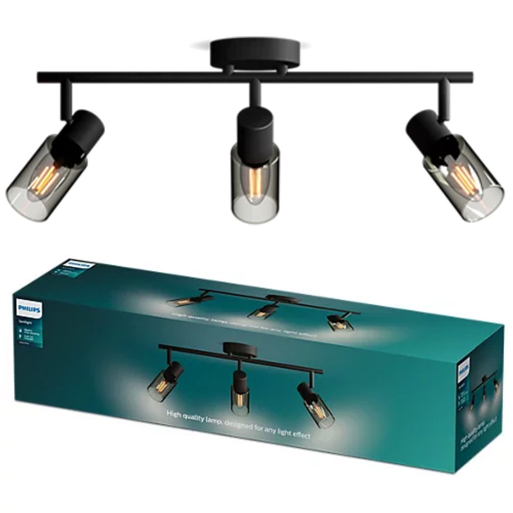 Reflektorové stropné svietidlo 3x E14 Black Palms Philips