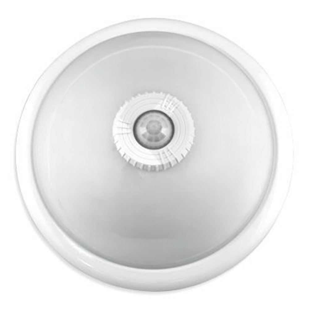 Plafond LED stropné svietidlo na povrch 2x E27 s PIR senzorom pohybu biele okrúhle 30 cm