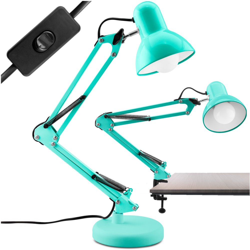 E-shop Stolová kresliaca lampa E27 TOBI Mint Lumiled + držiak na dosku