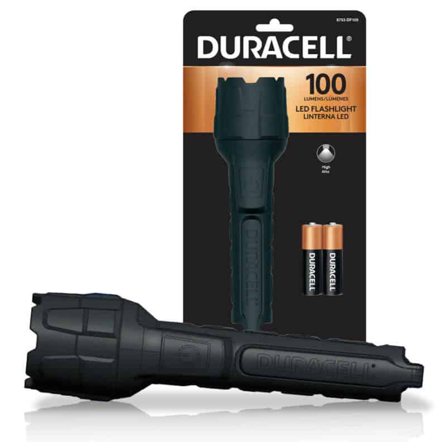 LED gumová ručná taktická baterka 2xAA 100lm DURACELL