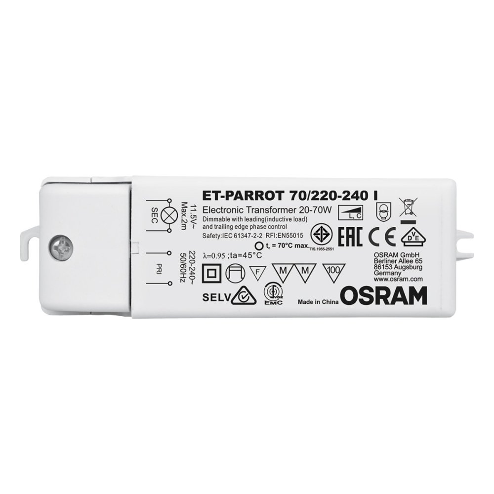Elektronický halogénový napájací transformátor AC 20-70W 12V ET-PARROT OSRAM