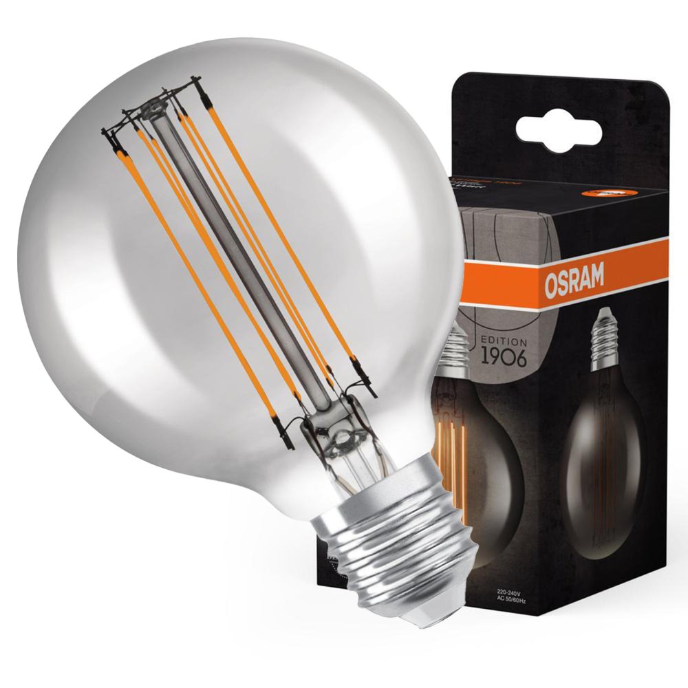 Dekoratívna LED žiarovka G80 E27 11W = 42W 500lm 1800K teplé 320° dymové vlákno stmievateľné Vintage 1906 Osram