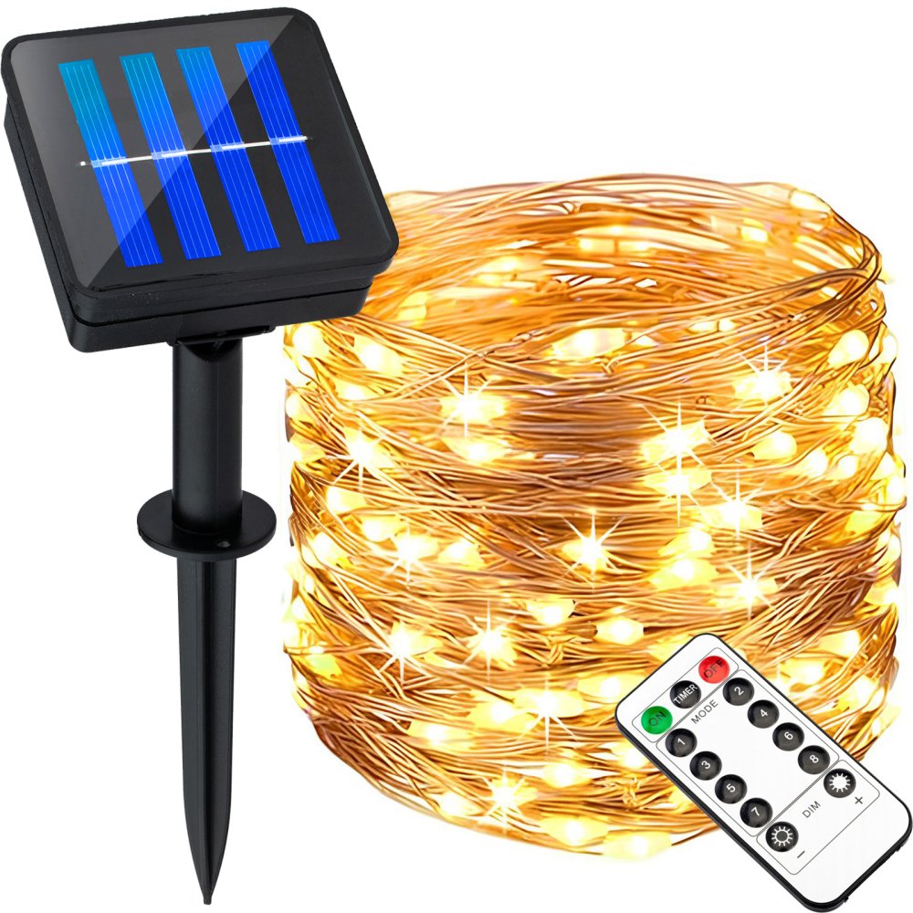 Solárna záhrada Girland 200x LED okrasná 21m teplá 3000K + Pilot PASSI LUMILED