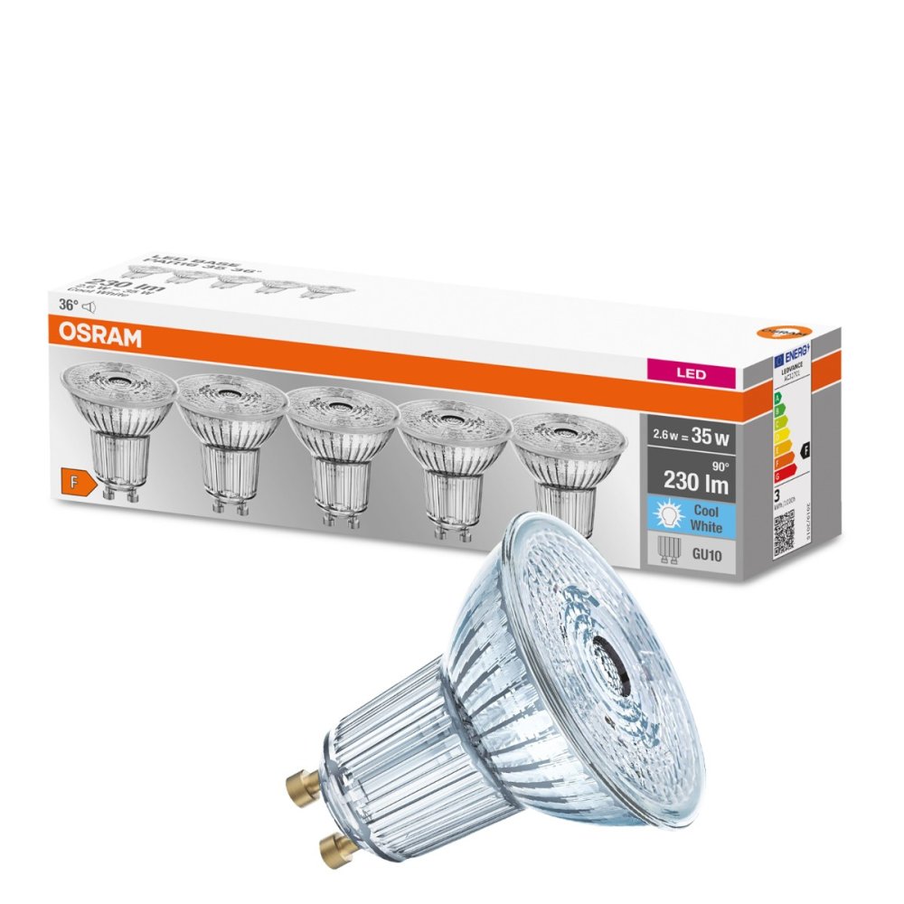 5PAK LED žiarovka GU10 2,6W = 35W 230lm 4000K Neutrálna 36° pätica OSRAM