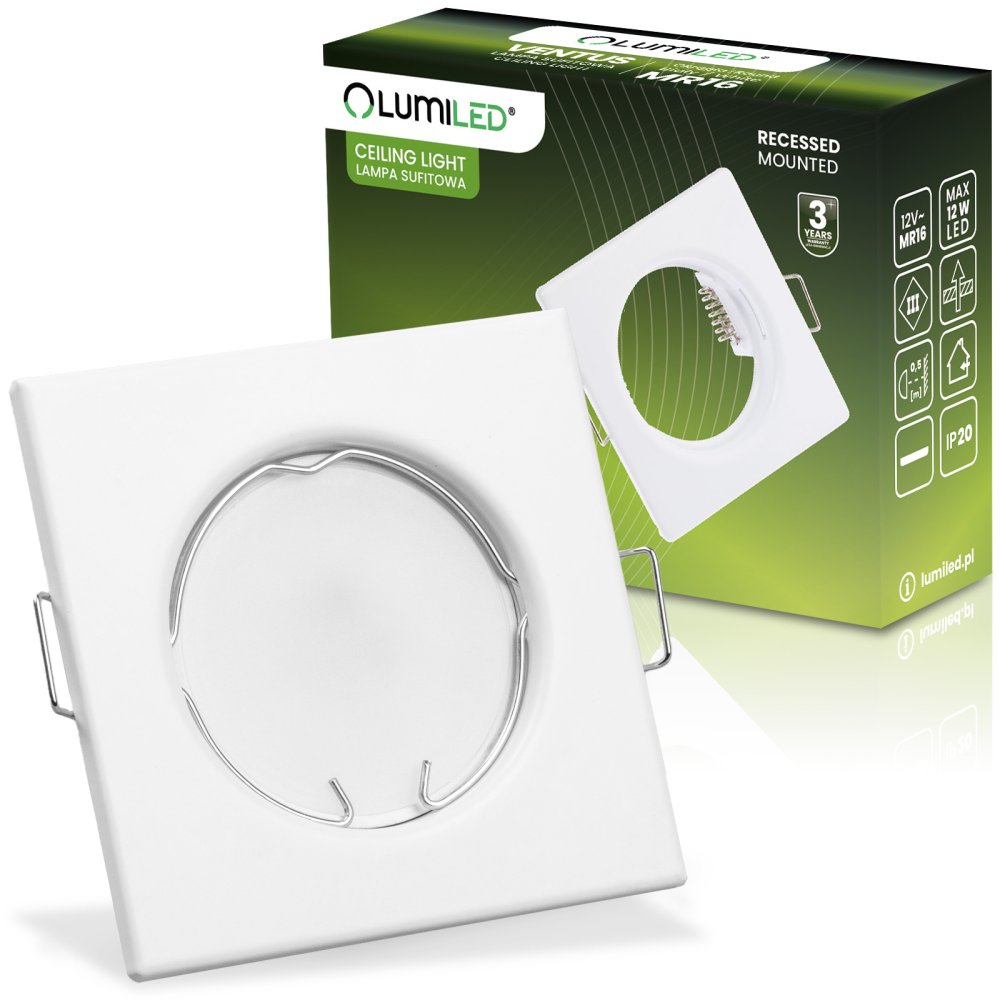 E-shop Svietidlo HALOGEN na zapustenú montáž Pevné štvorcové svietidlo PAVO White Sheet MR16 GU10