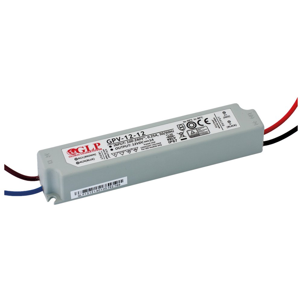 LED zdroj 12V 12W 1A GPV-12-12 GLP IP67 hermetický