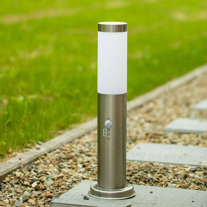 Vonkajšia záhradná lampa E27 INOX PIPE 45 cm so senzorom pohybu Lilium Lumiled