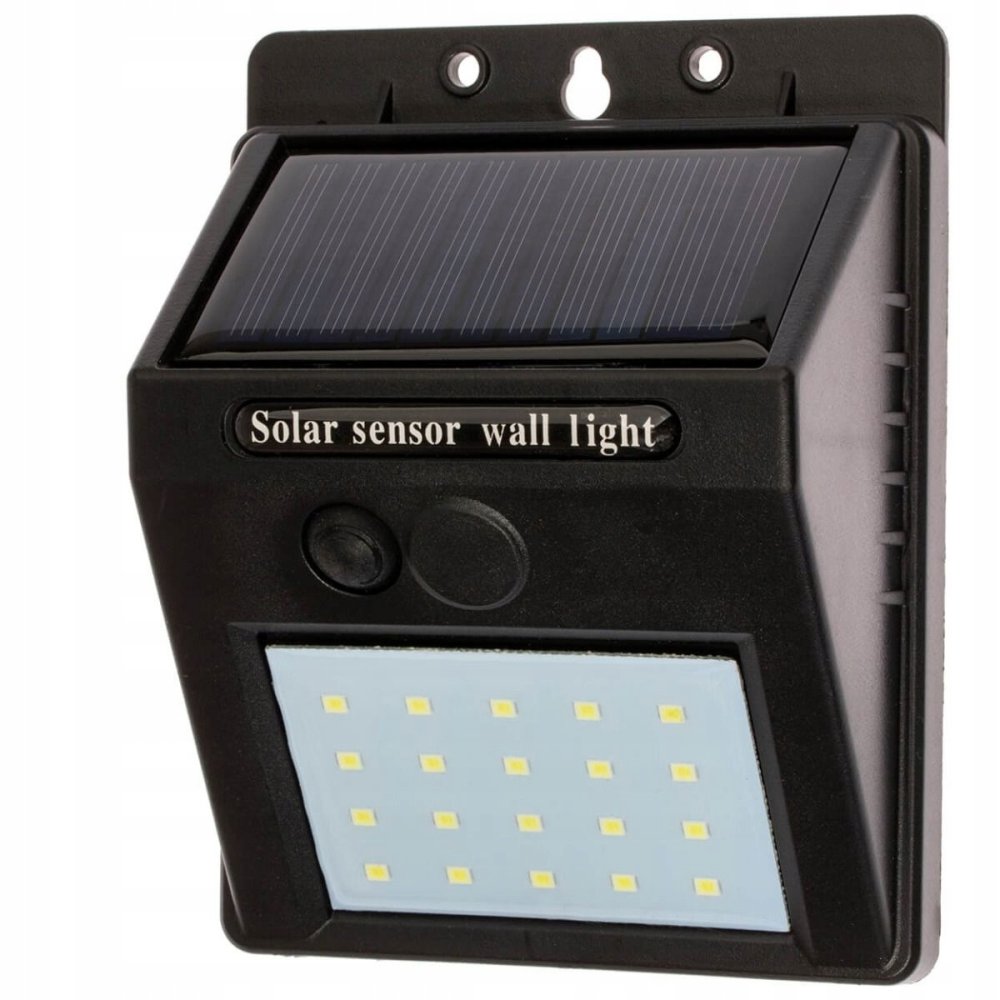 Solárne LED reflektory 3W 5500-6000K Studené IP65 Čierny senzor súmraku