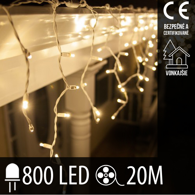 Vianočná led svetelná záclona vonkajšia - 800led - 20m teplá biela