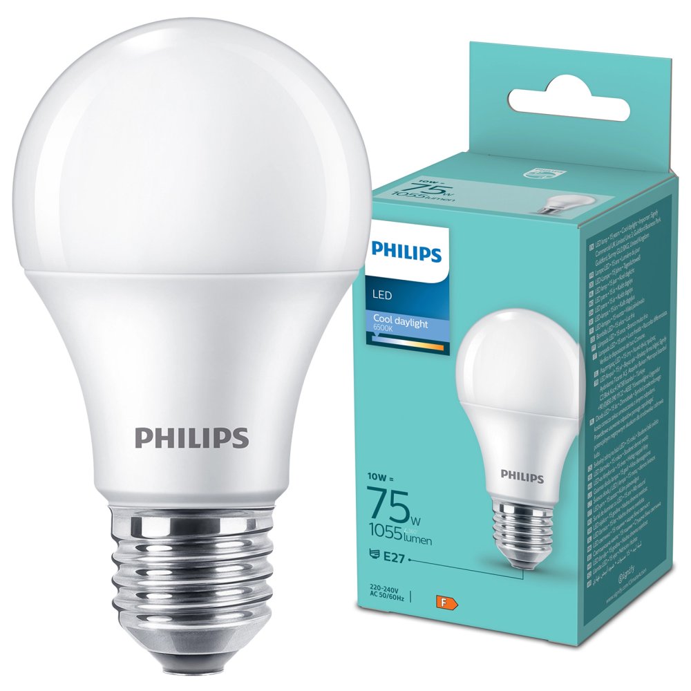 LED žiarovka E27 A60 10W = 75W 1055lm 6500K Cold 180° Essential Philips