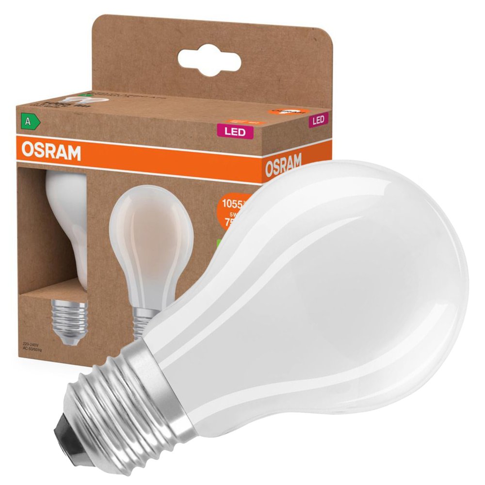 2x LED žiarovka A60 E27 5W = 75W 1055lm 4000lm Neutrálne vlákno 320° Klasická energetická účinnosť Osram