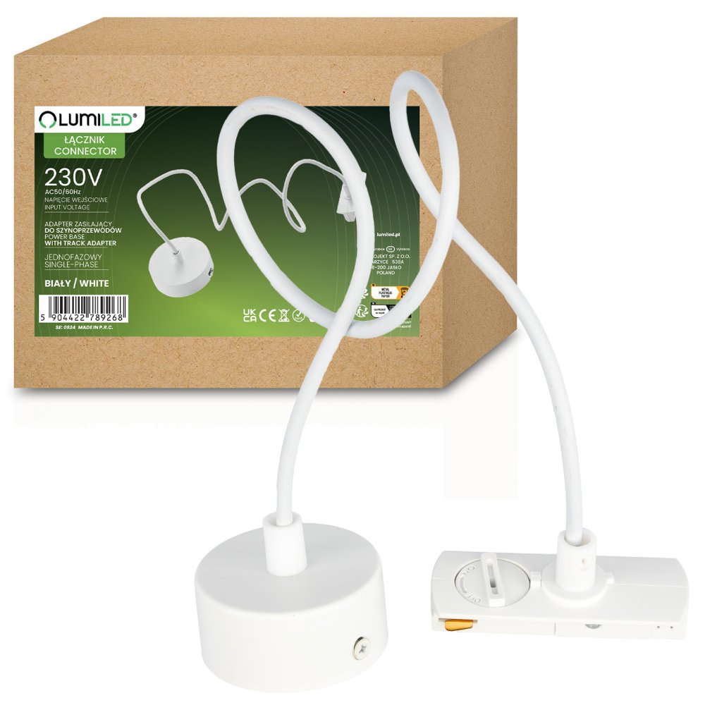 E-shop Napájací adaptér pre lištové systémy montážna základňa 1F biela LUMILED