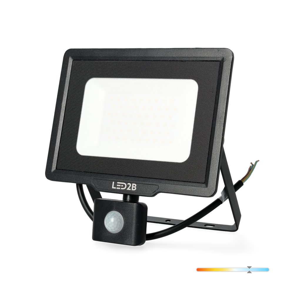 E-shop LED reflektor 50W 4000lm 6000K IP44 čierny so senzorom pohybu LED2B KOBI MHC