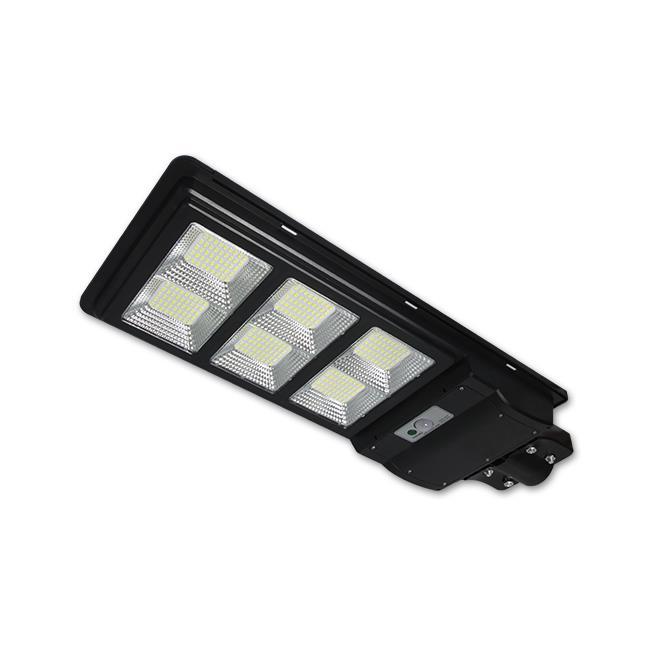 E-shop LED solárna pouličná lampa čierna 270W 6000K studená IP65 senzor pohybu a súmraku + diaľkové ovládanie