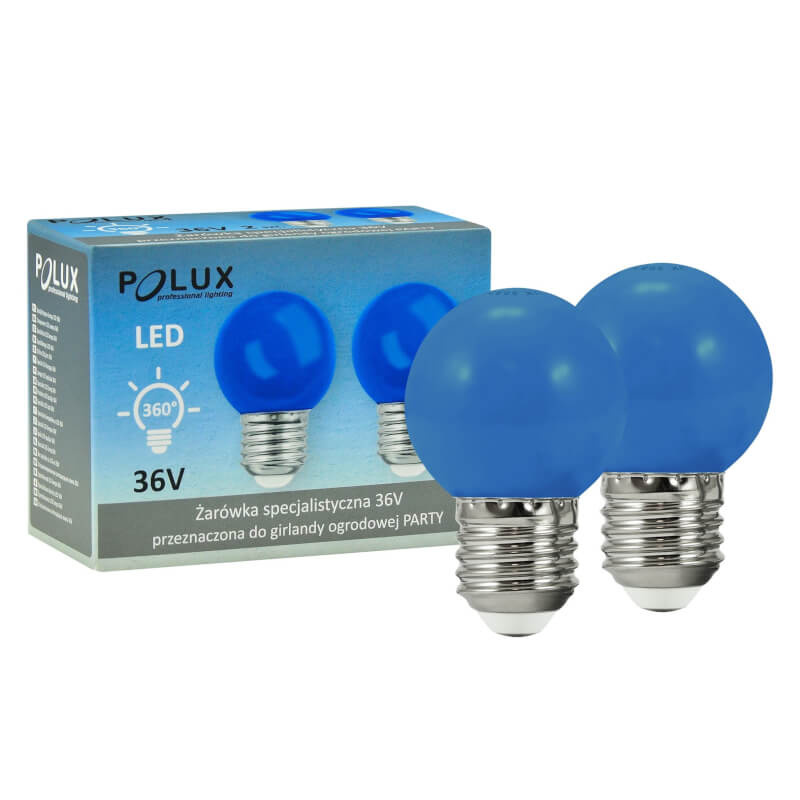 2PAK žiarovka G45 BLUE pre párty girlandu 36V GOLDLUX (Polux)