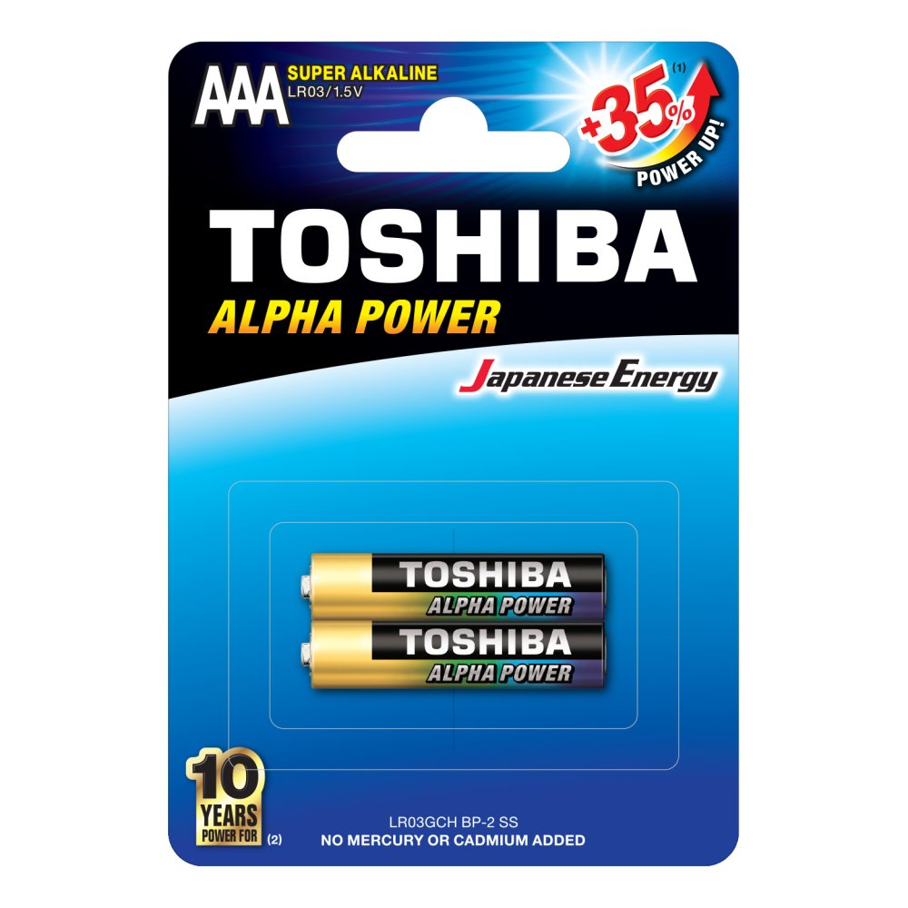 TOSHIBA ALPHA POWER LR03 AAA 1,5V alkalické batérie blister 2ks