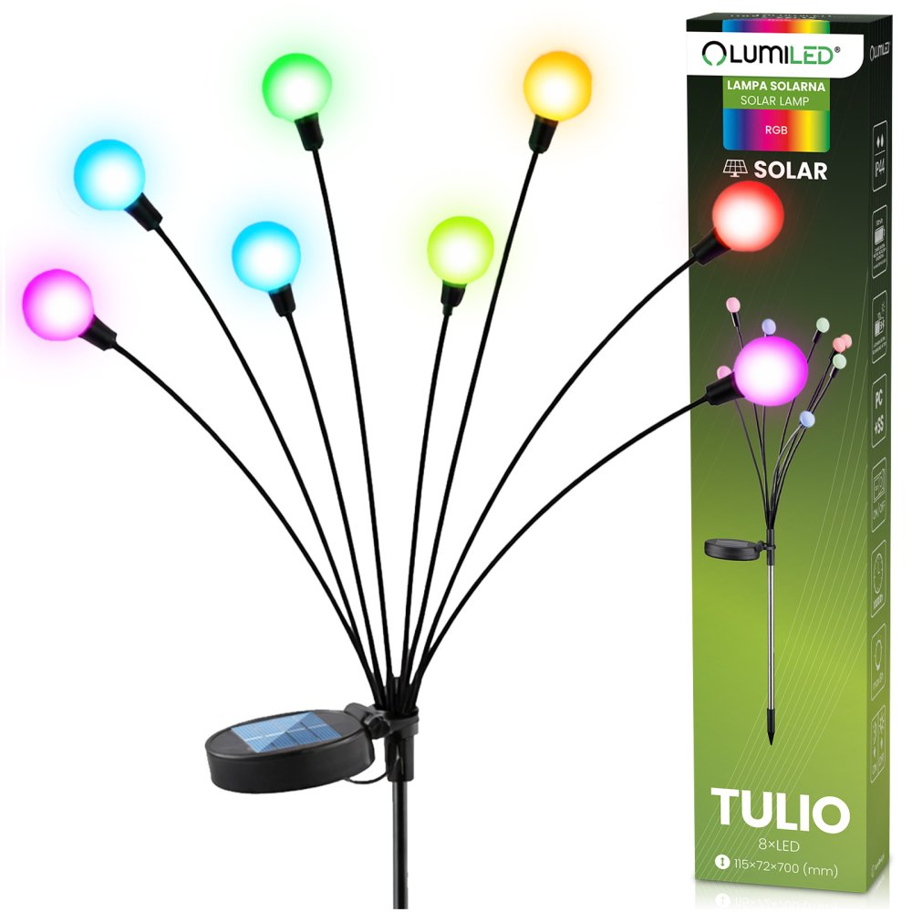 E-shop Solárna záhradná lampa LED TULIO RGB LUMILED