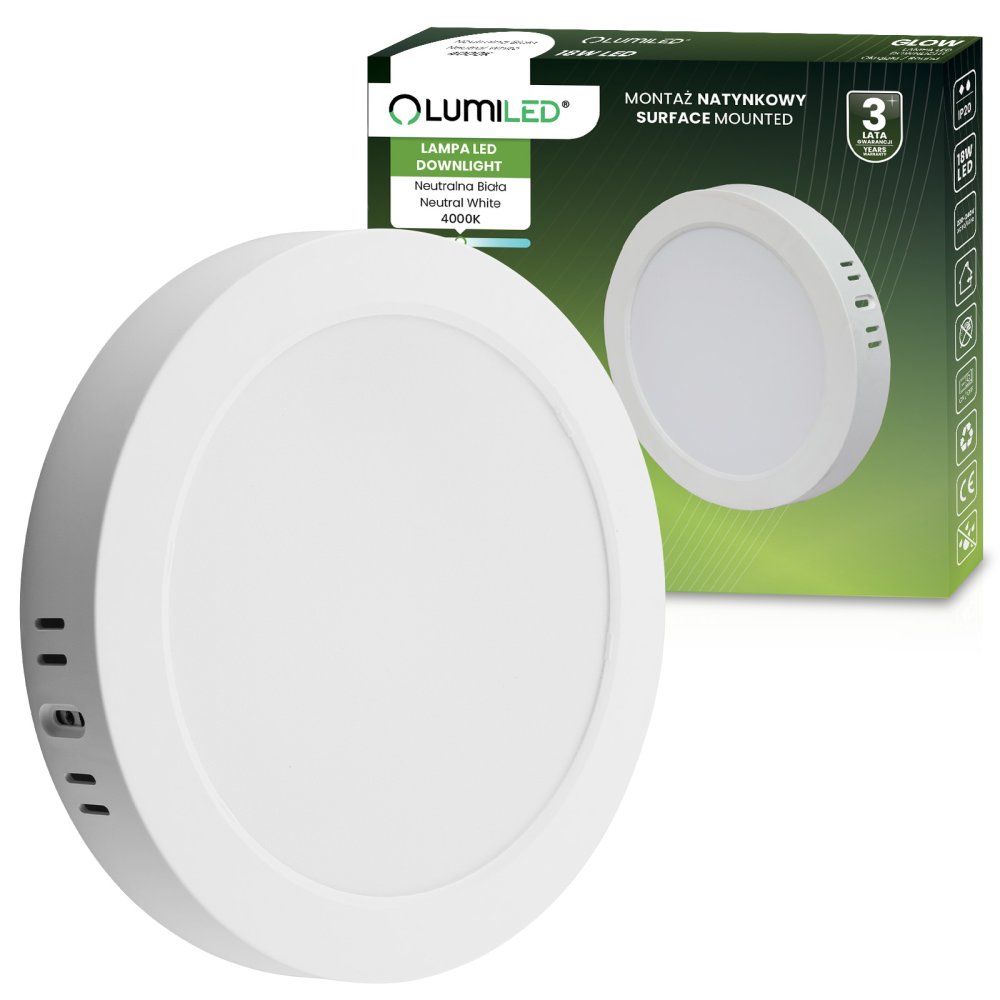 E-shop Povrchová montáž LED stropného svietidla 18W Kruhové svietidlo 4000K GLOW White LUMILED