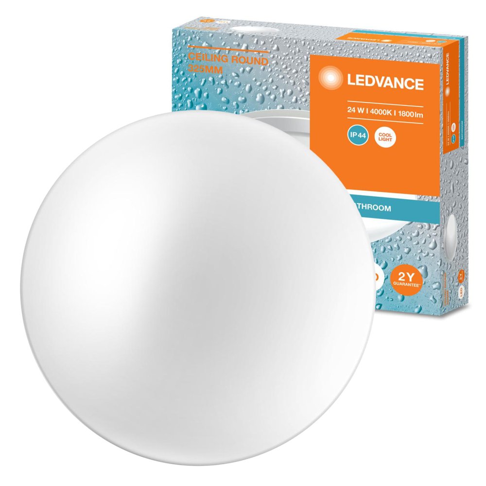 LED stropný plafón 24W 1800lm 4000K Neutrálne IP44 Biely strop Ledvance
