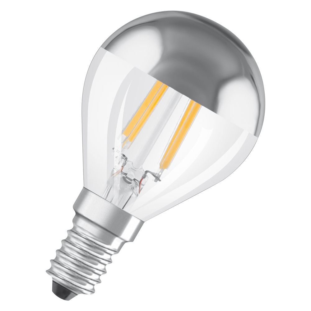 E-shop LED žiarovka P45 Ball E14 4W = 31W 350lm 2700K Warm 300° Silver Retrofit Filament CLASSIC Osram