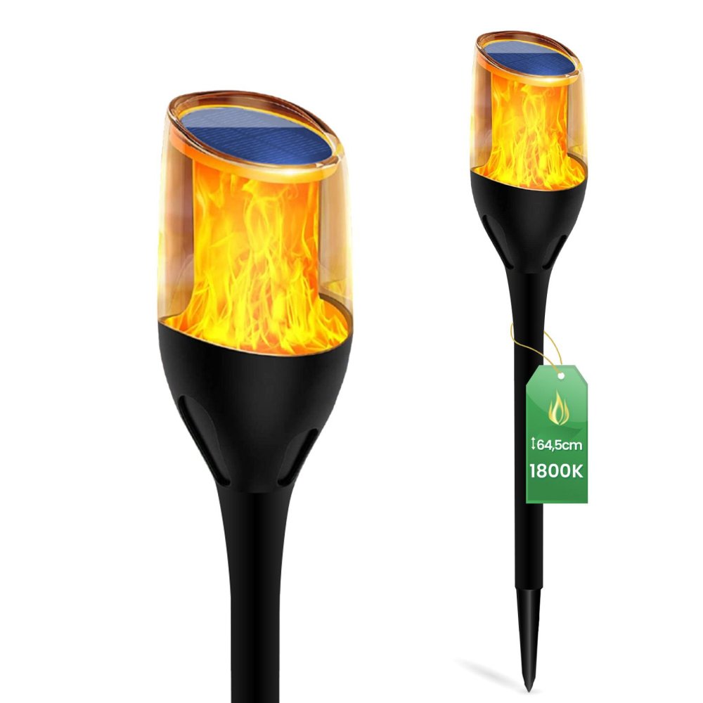 E-shop LED solárna vonkajšia záhradná lampa IGNIS 64 cm LUMILED s efektom plameňa