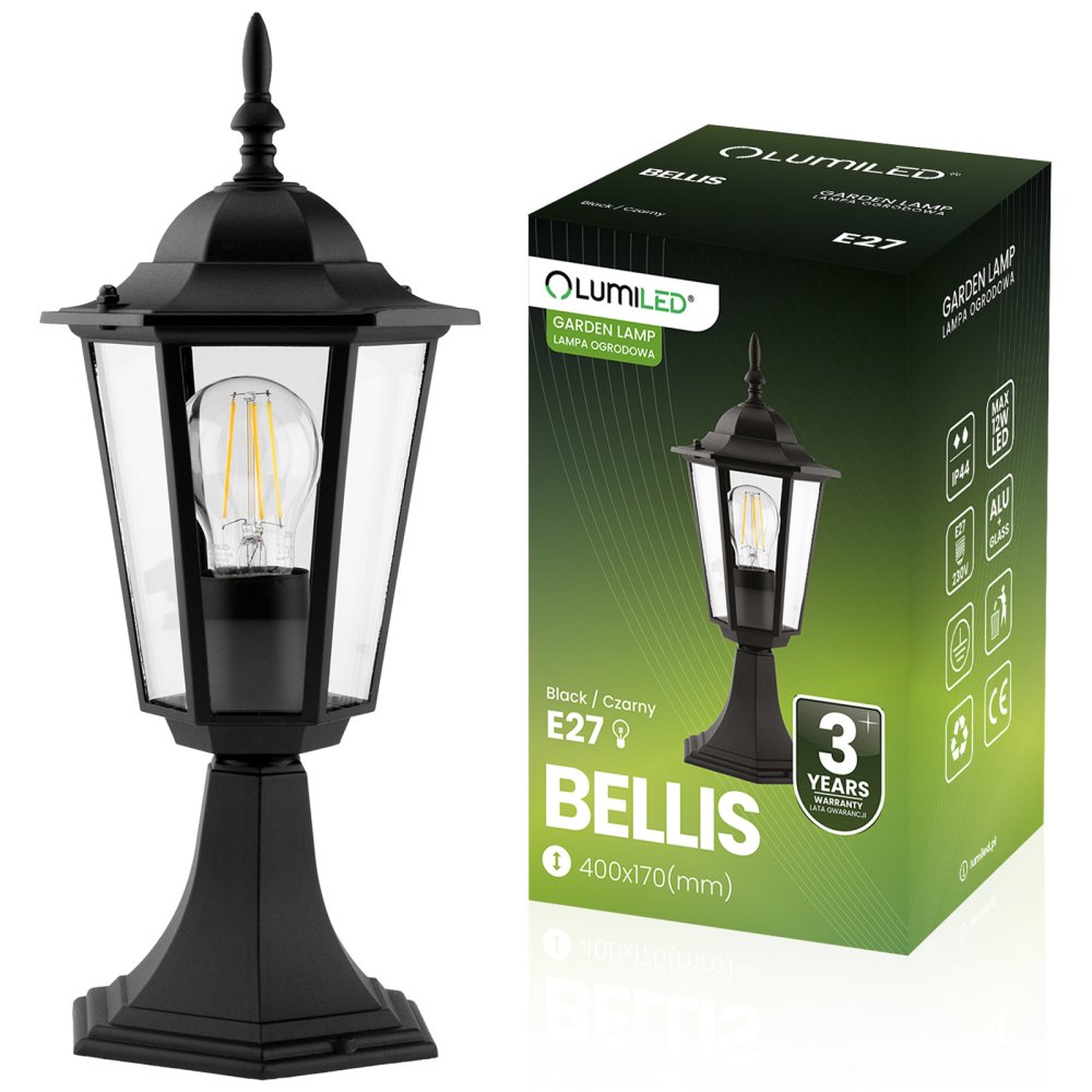Vonkajšia záhradná lampa E27 LANDSCAPE 40cm čierna BELLIS LUMILED