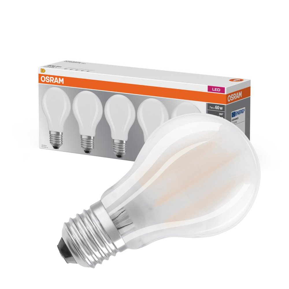 5x LED žiarovka A60 E27 6,5W = 60W 806lm 4000K Neutral 300° BASE Osram