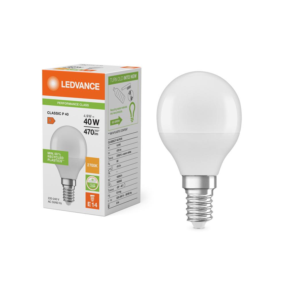 LED žiarovka Ball E14 P45 4,9W = 40W 470lm 2700K Warm 180° Ledvance