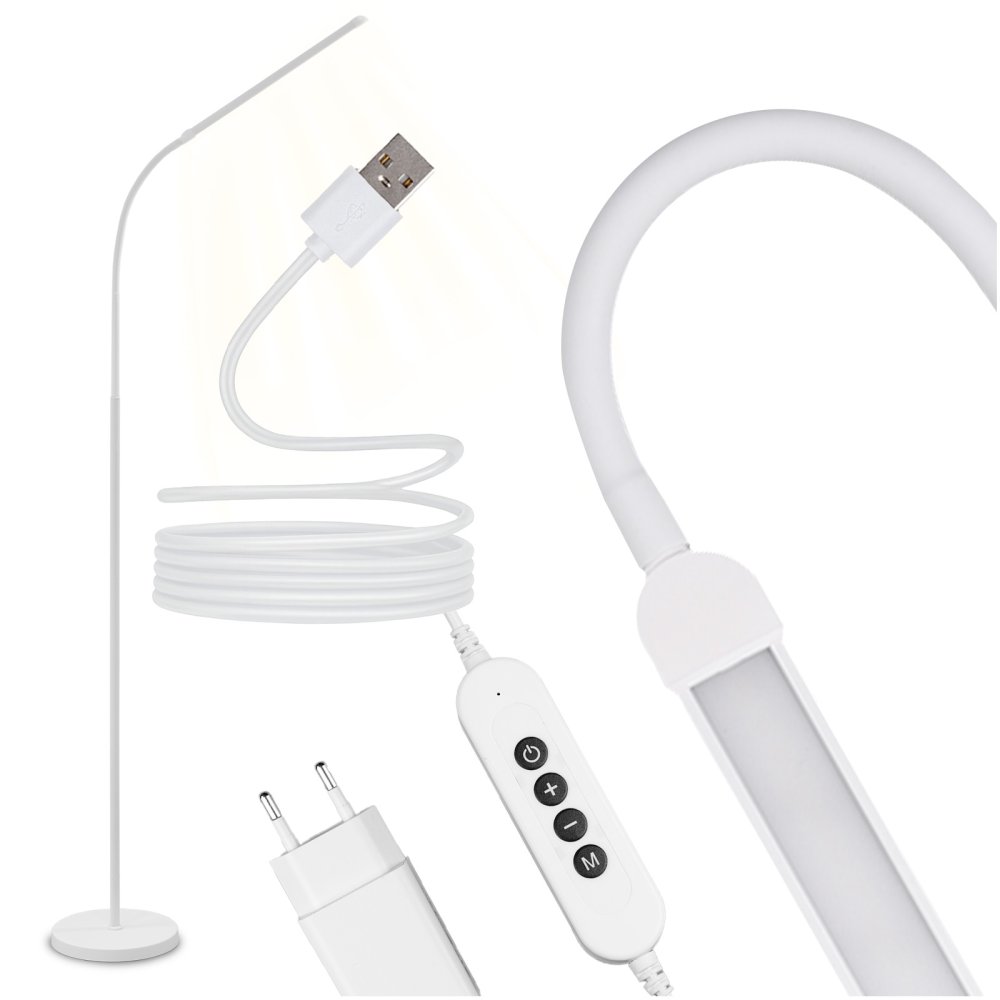 E-shop Stojacia lampa stolová LED 14W CCT stmievateľná s nastaviteľnou výškou LONGA 2 biela LUMILED