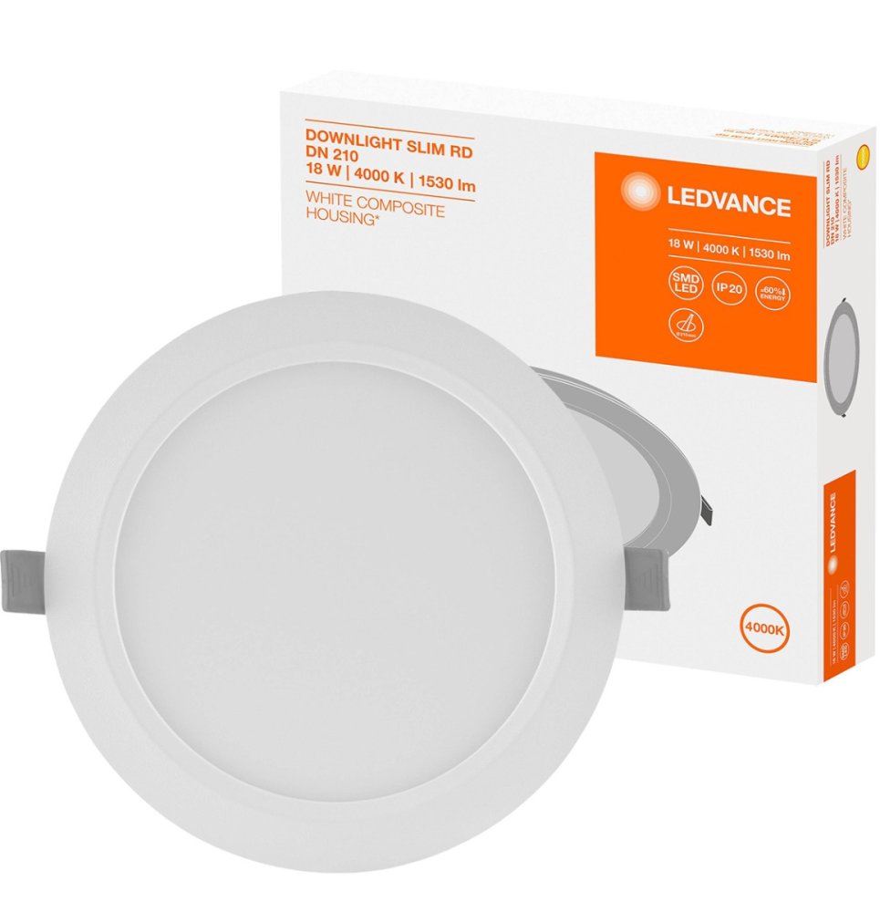 Zapustený 18W 4000K DOWNLIGHT Slim LED panel DN210 LEDVANCE round