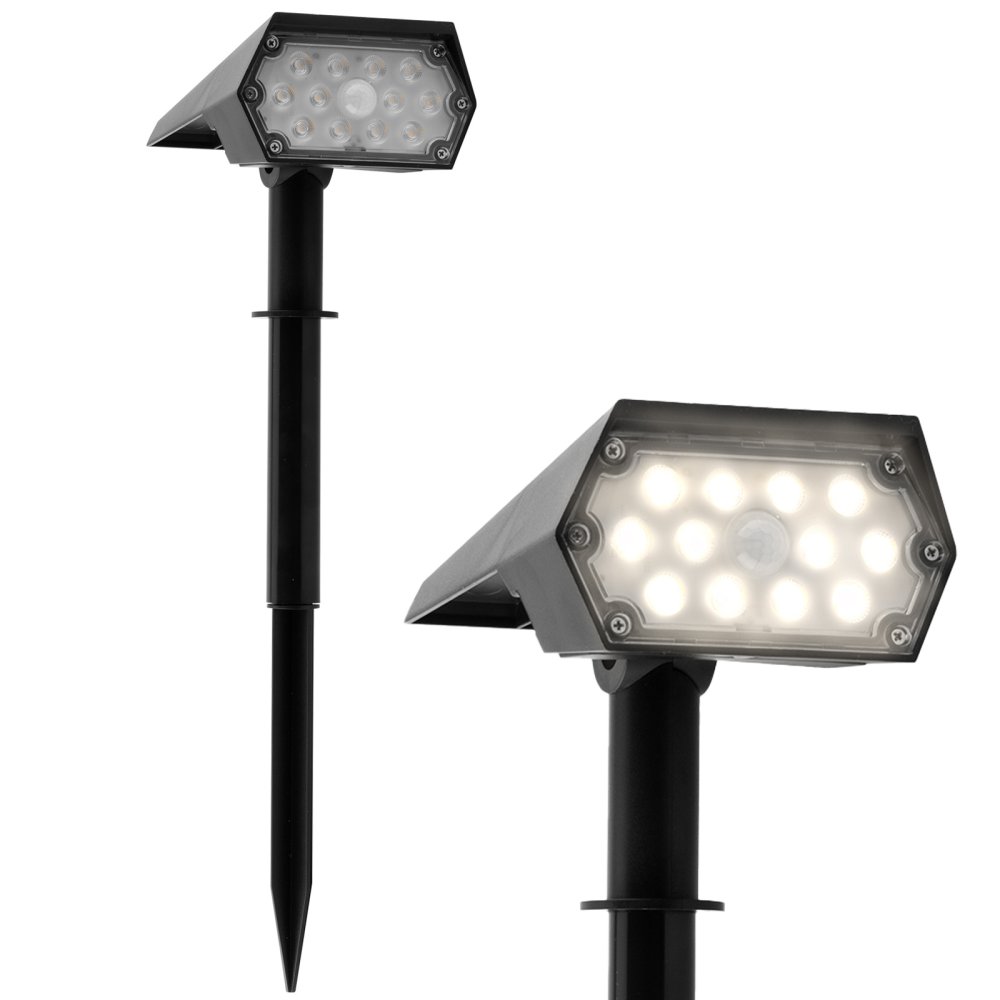 Záhradný LED SOLAR reflektor poháňaný 42 cm vonkajší IP44 4000K súmrakový senzor