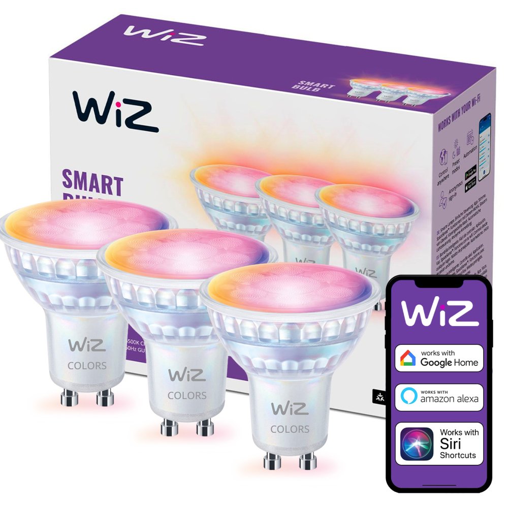 3x LED GU10 Reflector PAR16 4,7W = 50W 345lm 2200-6500K RGB + TW Smart SMART WiFi Bluetooth App WiZ