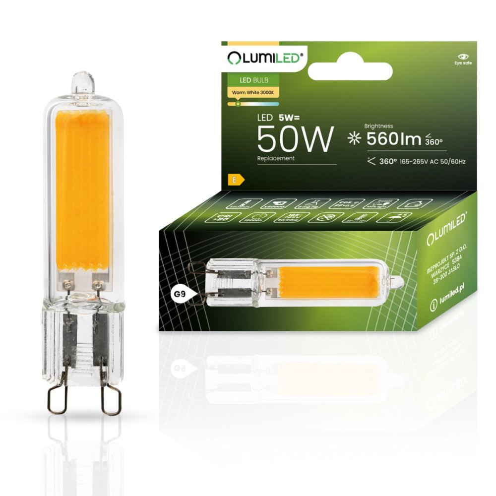 E-shop LED žiarovka G9 kapsula 5W = 50W 560lm 3000K Warm 360° LUMILED
