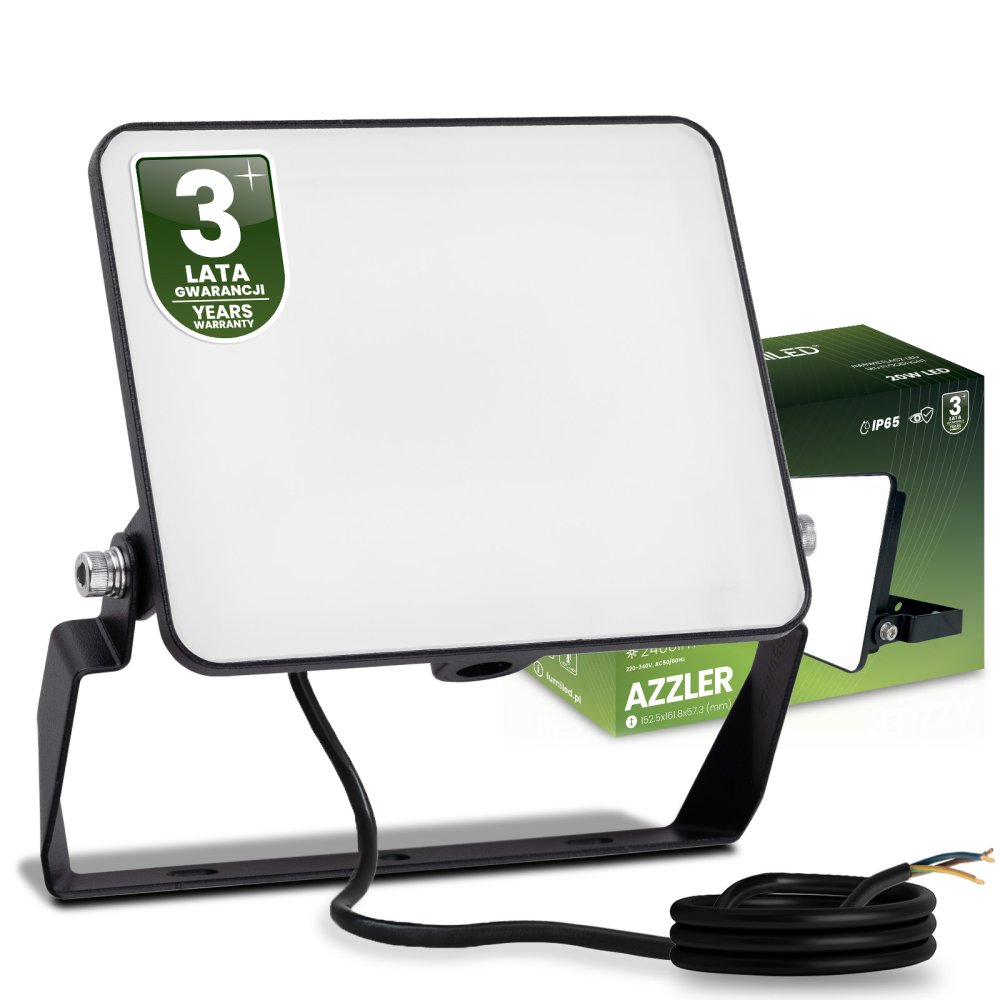 E-shop LED reflektor AZZLER 20W 2400lm 4000K IP65 Halogénová vonkajšia lampa Black LUMILED