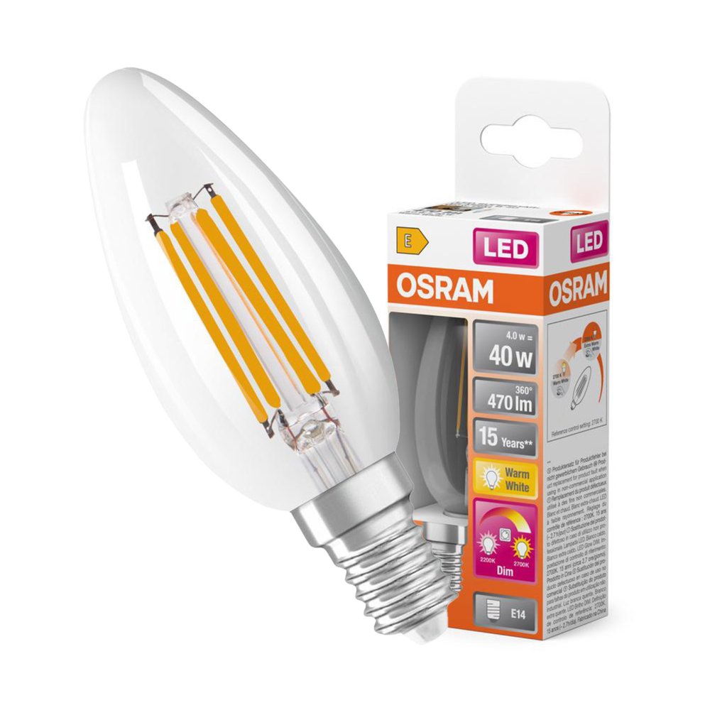 LED žiarovka B35 Candle E14 4W = 40W 470lm 2200-2700K CCT 300° Stmievateľná SUPERSTAR Osram