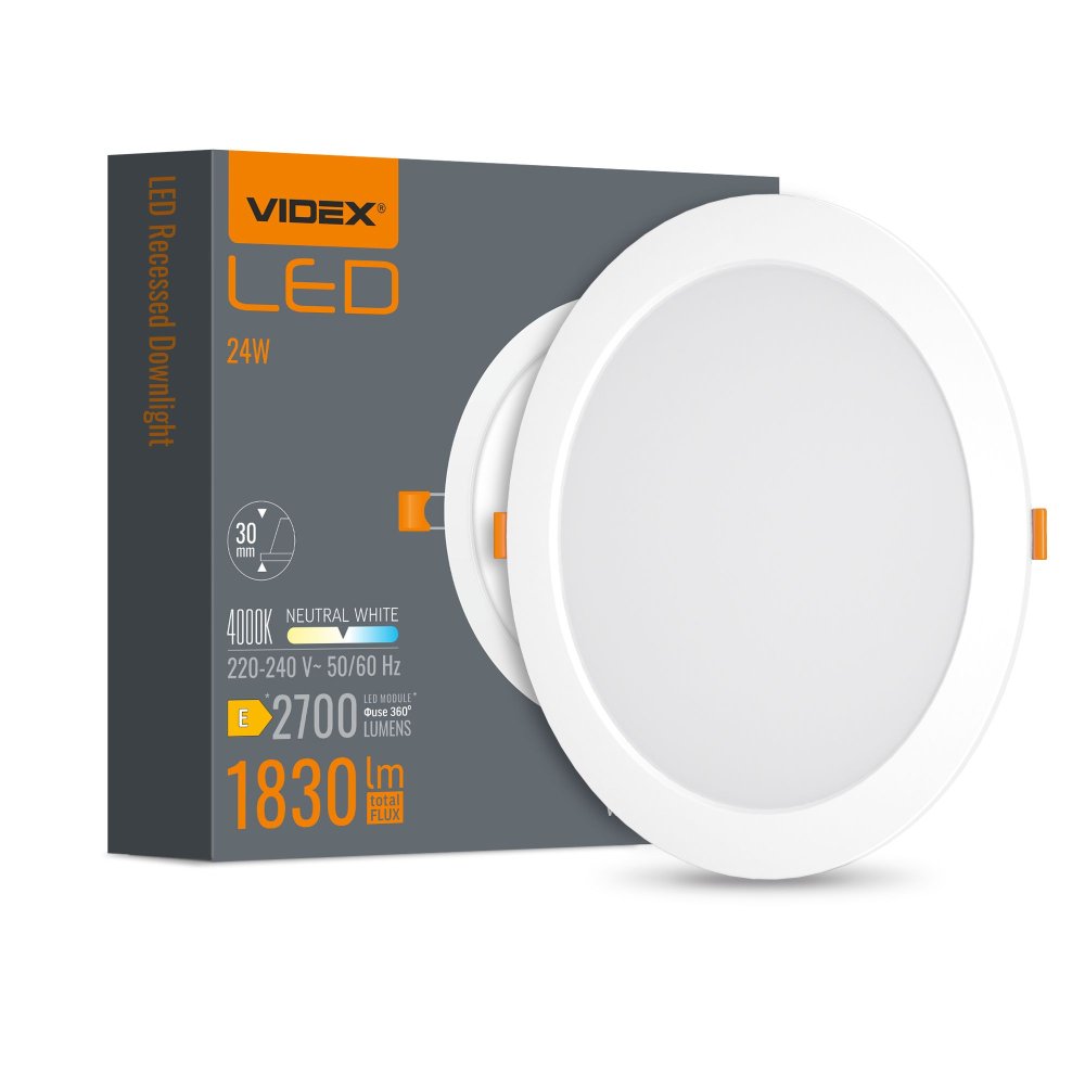 LED panel Zapustené svietidlo 24W 2700lm 4000K Neutrálna biela Videx