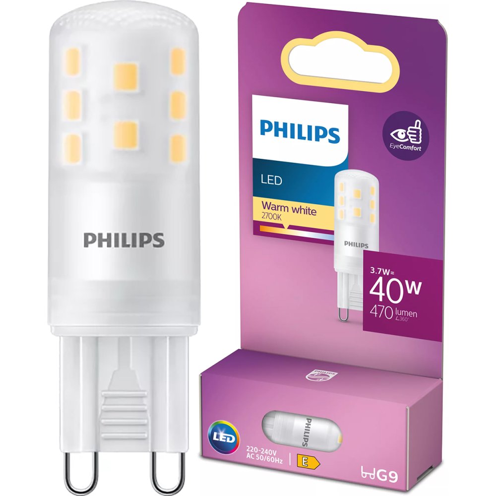 LED žiarovka G9 Capsule 3,7W = 40W 470lm 2700K Warm 320° Philips