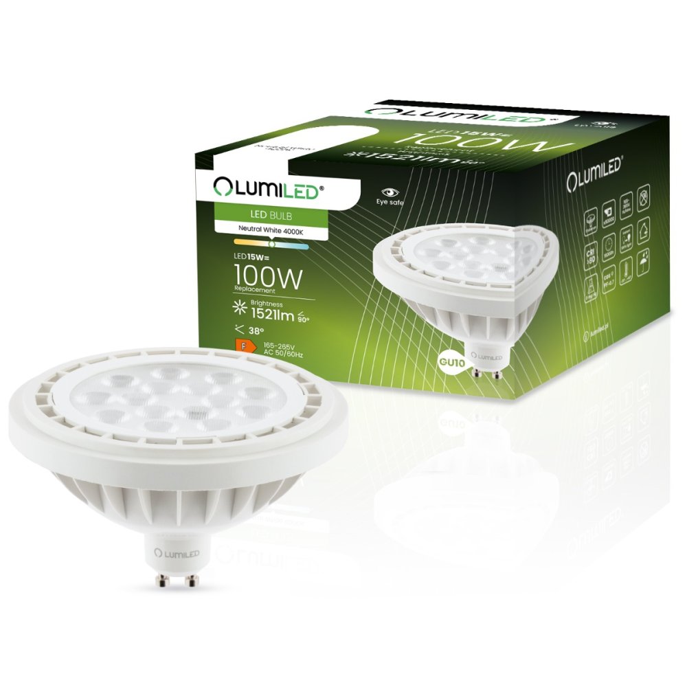 E-shop LED žiarovka ES111 GU10 15W = 100W 1521lm 4000K Neutrálna 38° LUMILED