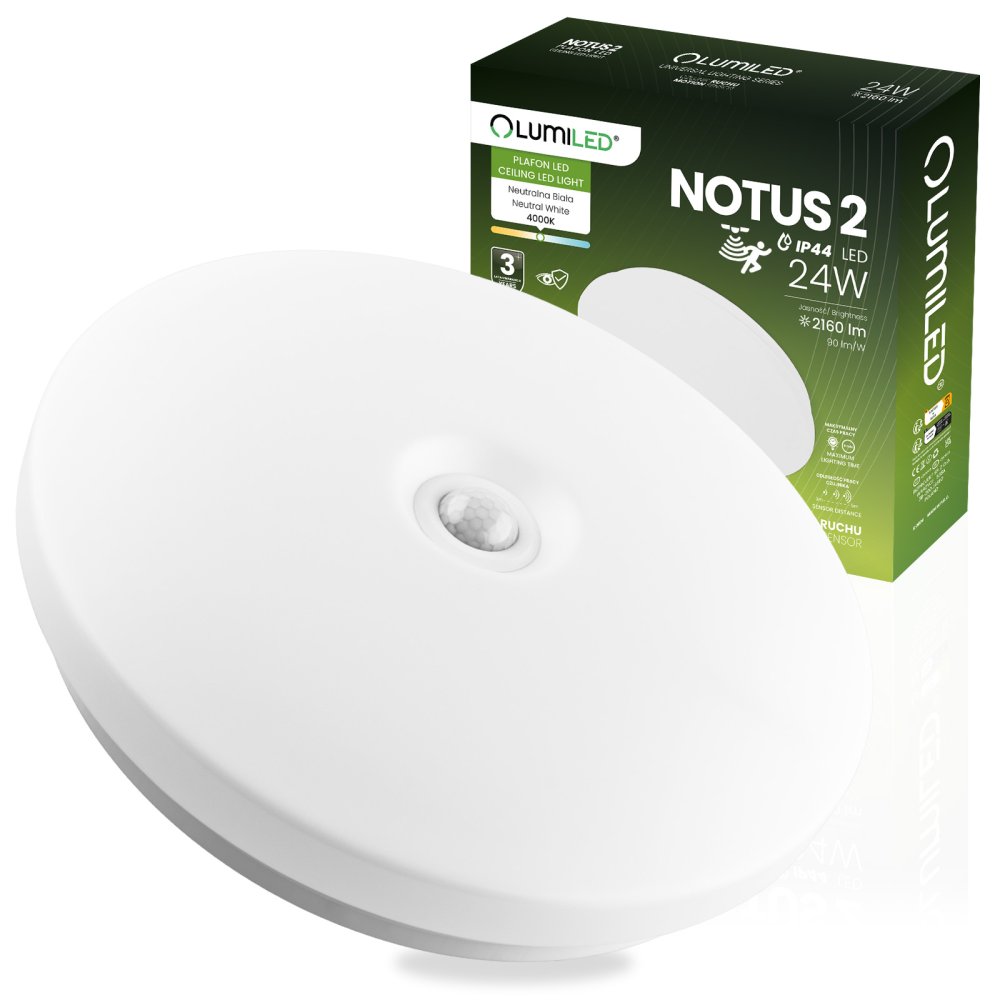E-shop LED plafón Povrchová montáž 24W NOTUS 2 Round Motion Sensor IP44 33 cm LUMILED