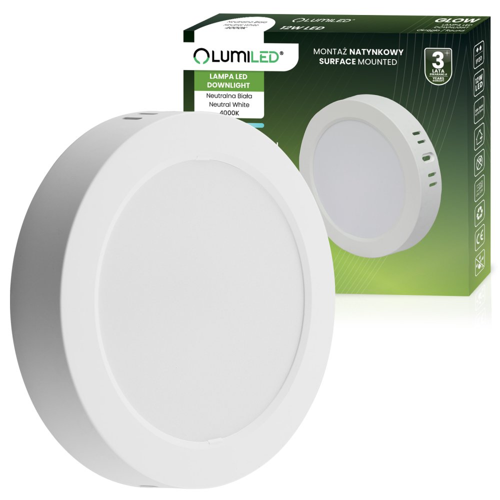 E-shop LED svietidlo na povrchovú montáž Stropné svietidlo 12W Kruhové 4000K GLOW White LUMILED