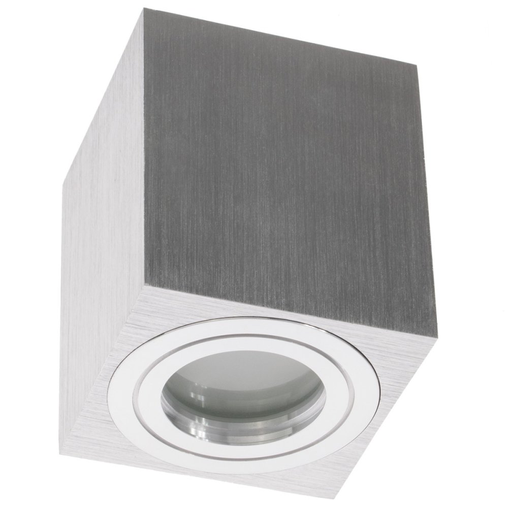 HALOGEN Vodotesná hliníková SPOT TUBA 95mm IP44 Chróm AQUARIUS SQUARE Kobi