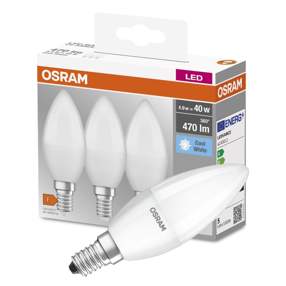 3PAK LED žiarovka E14 B35 5W = 40W 470lm 4000K Neutrálna OSRAM