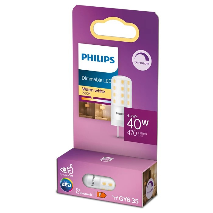 LED žiarovka GY6.35 kapsula 4,2W = 40W 470lm 2700K teplá PHILIPS stmievateľná