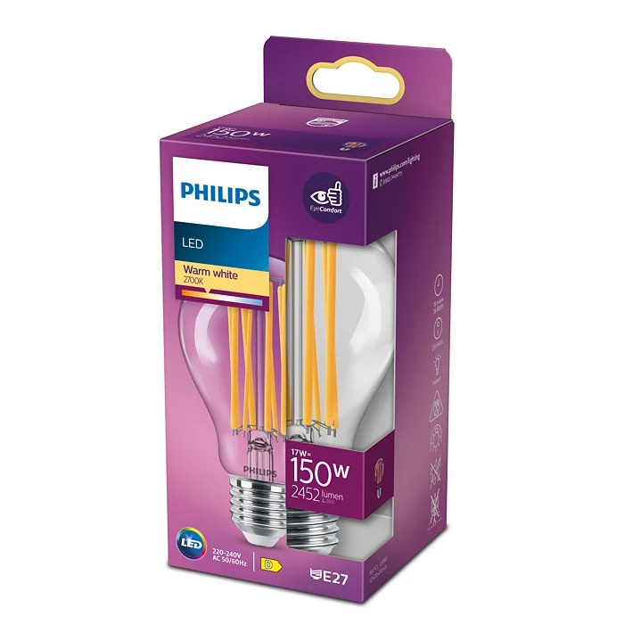 LED žiarovka E27 A67 17W = 150W 2452lm 2700K Warm Filament PHILIPS