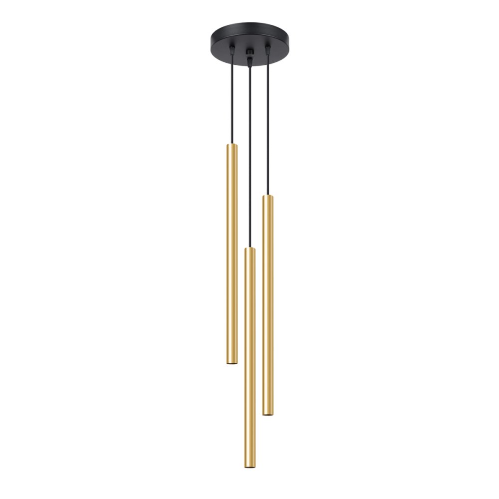 Stropné závesné svietidlo 3x G9 Tuba Luster Tubular Gold Gloss Modern Pastelo Sollux