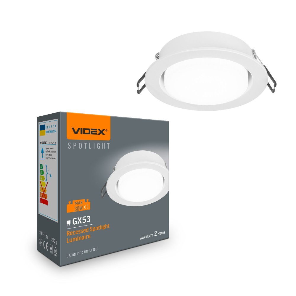 Zapustené bodové stropné svietidlo Round GX53 White Videx