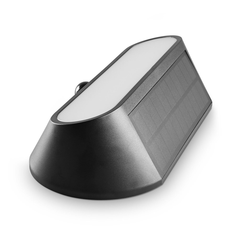 E-shop Solárna lampa reflektor so senzorom 500lm 5000K neutrálna 120° 3, 2V IP54 IK07 nástenná čierna VIDEX
